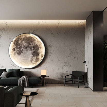 Maan LED Lamp Rond met 3D Maanoppervlak - Wand- en Plafondlamp Modern