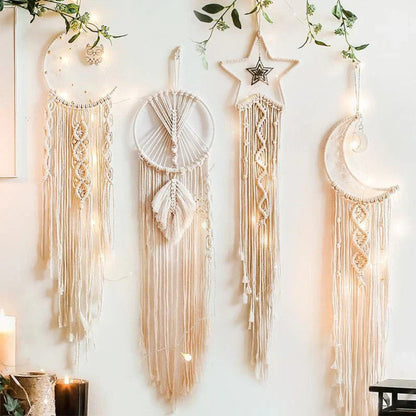 Macramé Dromenvanger Wanddecoratie Boho met Kwastjes en Franje