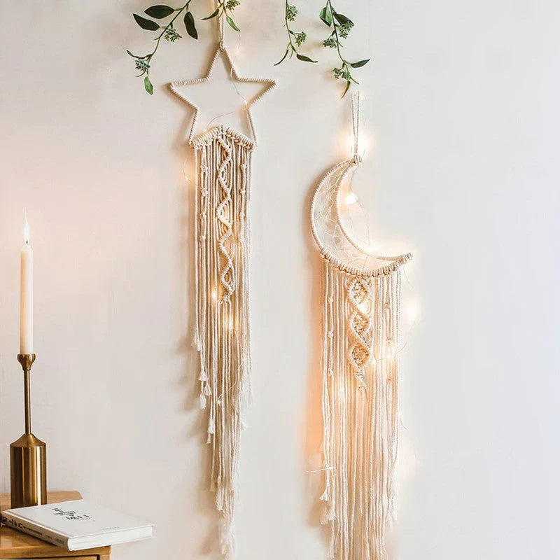 Macramé Dromenvanger Wanddecoratie Boho met Kwastjes en Franje