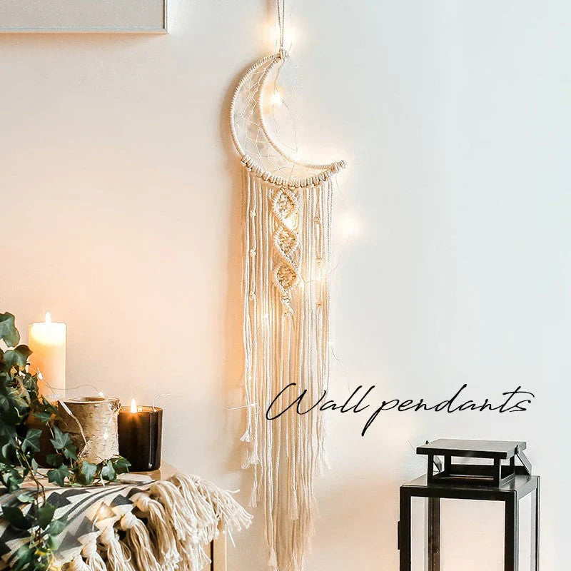 Macramé Dromenvanger Wanddecoratie Boho met Kwastjes en Franje