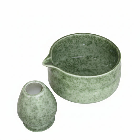 Matcha Kom met Klopper Houder Keramisch Geglazuurd Set