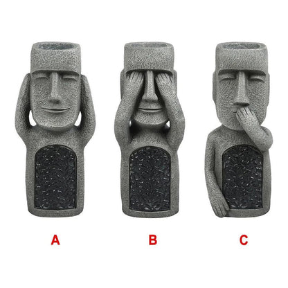 Moai Bloempot met Geïntegreerde LED Verlichting voor Tuin en Balkon