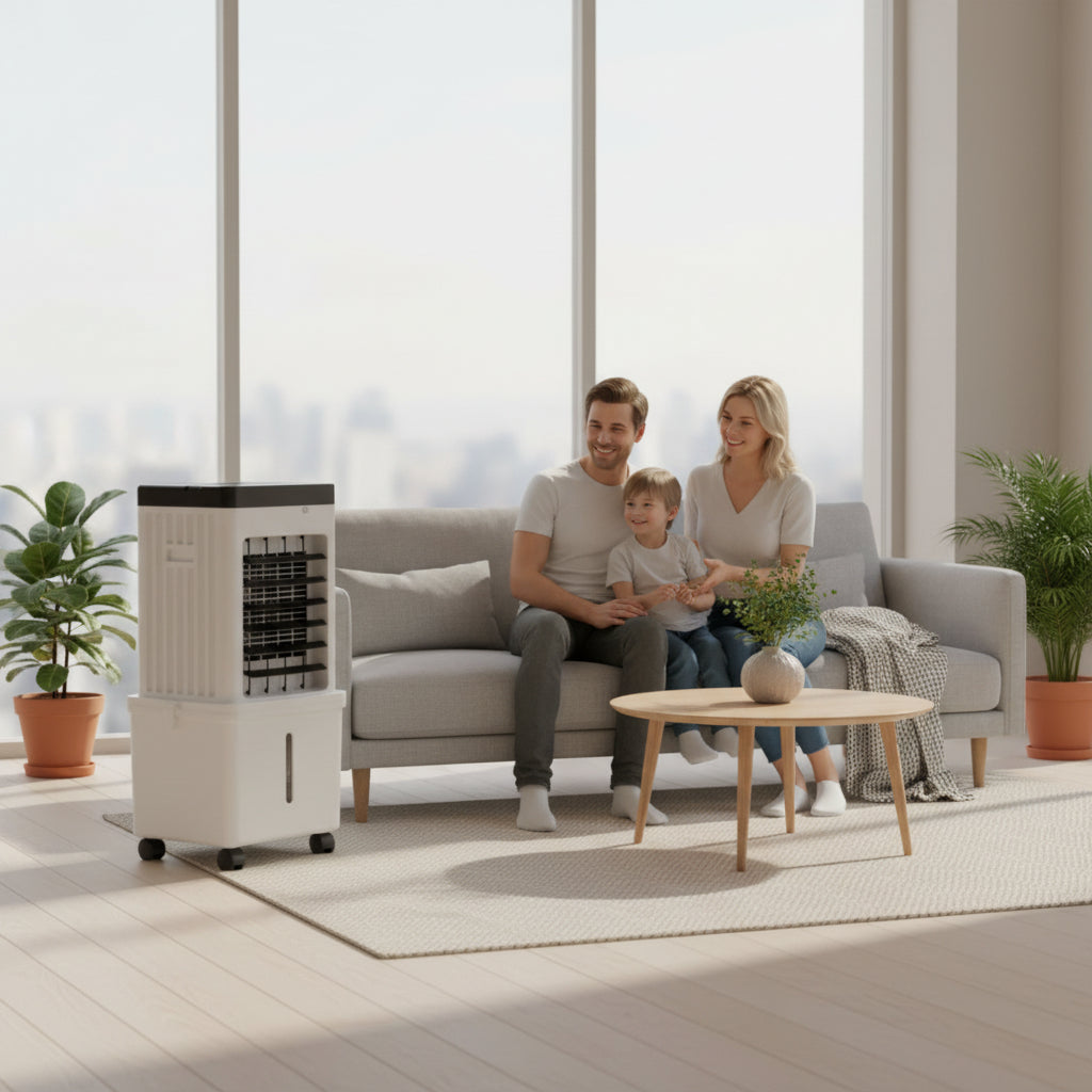 Mobiele Aircooler 3-in-1 met Afneembaar Waterreservoir en Wieltjes