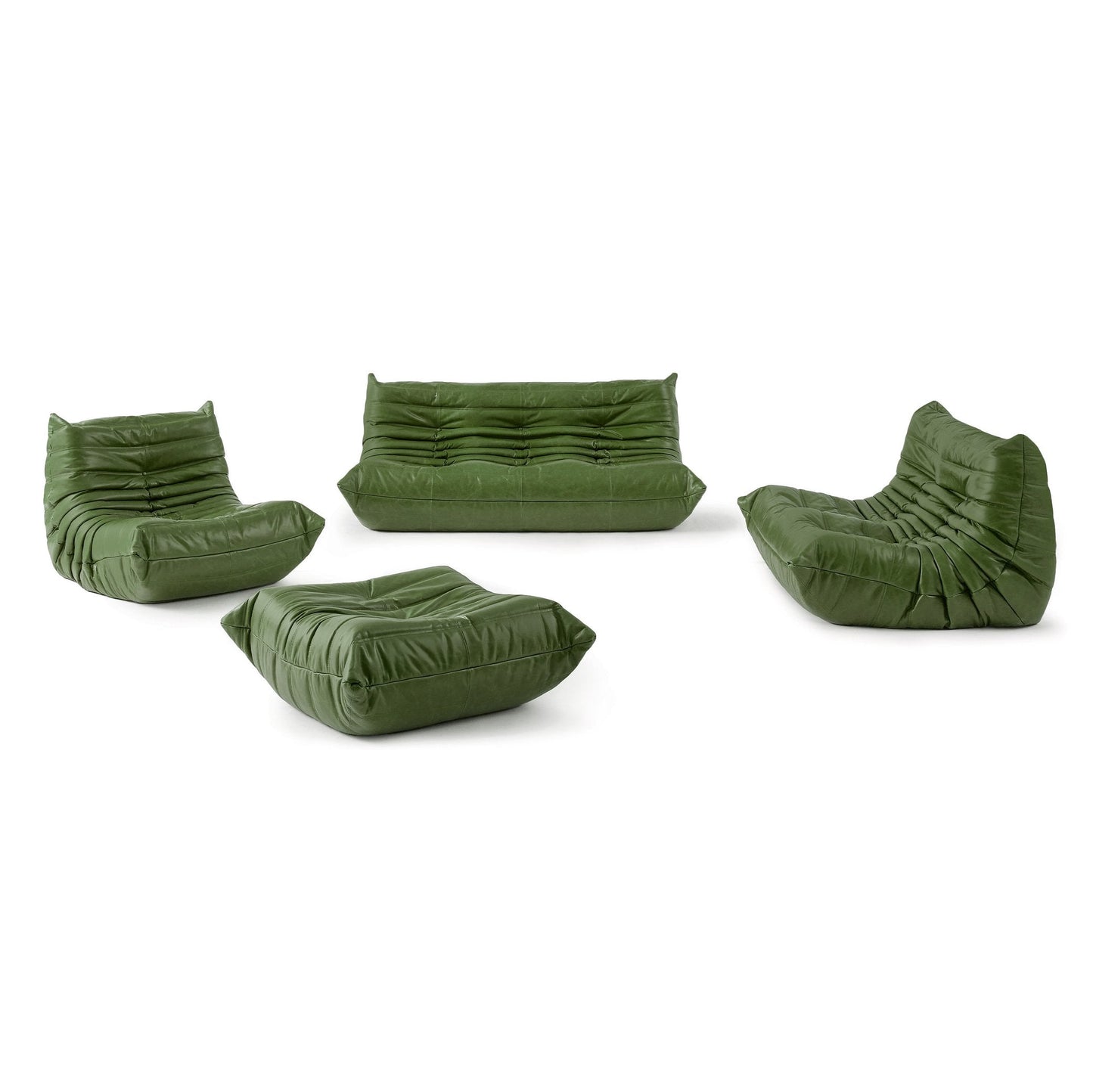 Modulaire Lounge Fauteuil en Bank Retro Design met Geplooide Bekleding