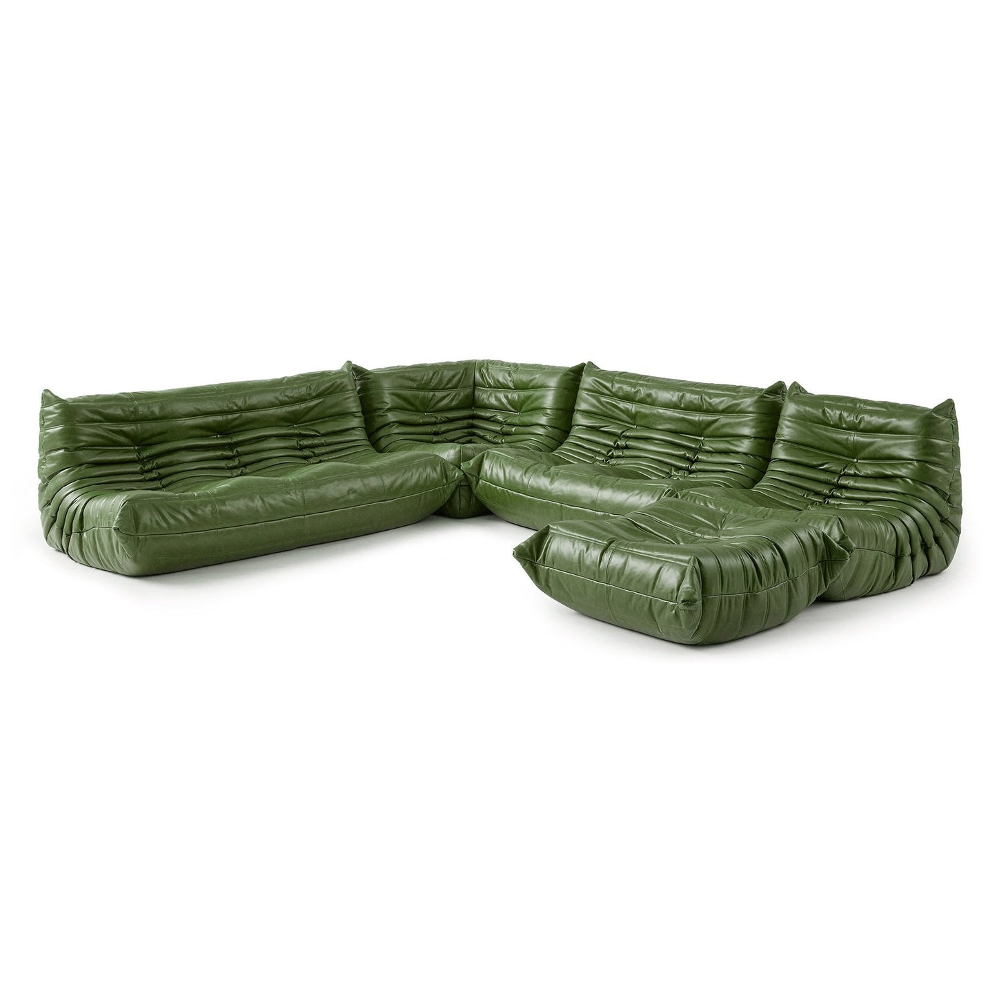 Modulaire Lounge Fauteuil en Bank Retro Design met Geplooide Bekleding