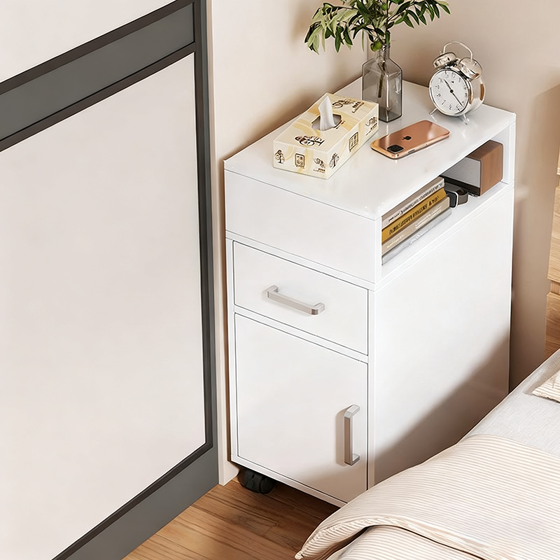 Nachtkastje Minimalistisch met Lade, Open Vak en Kast voor Slaapkamer