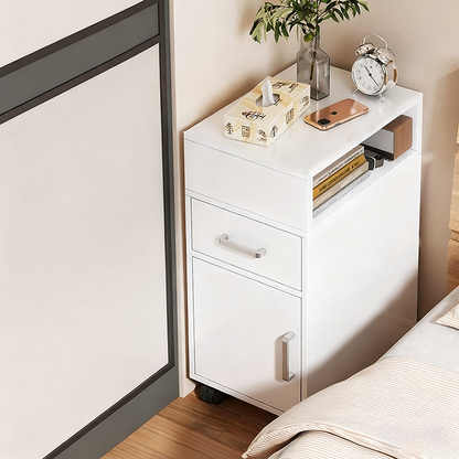 Nachtkastje Minimalistisch met Lade, Open Vak en Kast voor Slaapkamer