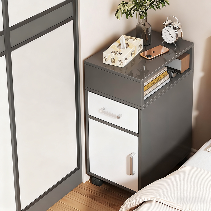Nachtkastje Minimalistisch met Lade, Open Vak en Kast voor Slaapkamer