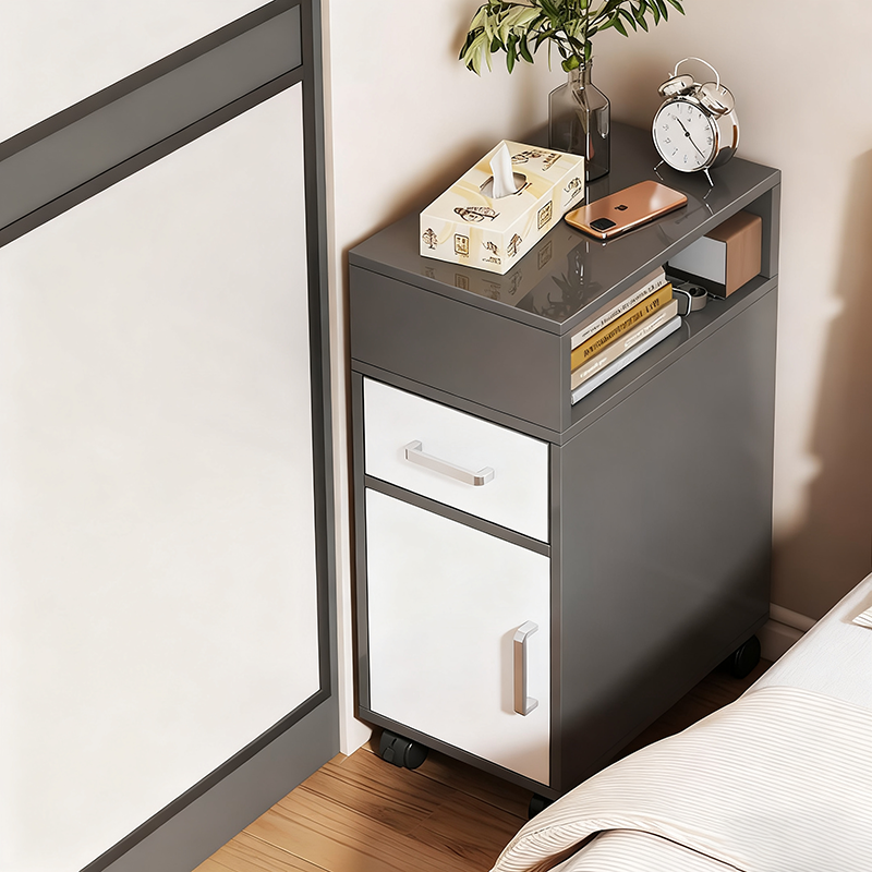 Nachtkastje Minimalistisch met Lade, Open Vak en Kast voor Slaapkamer
