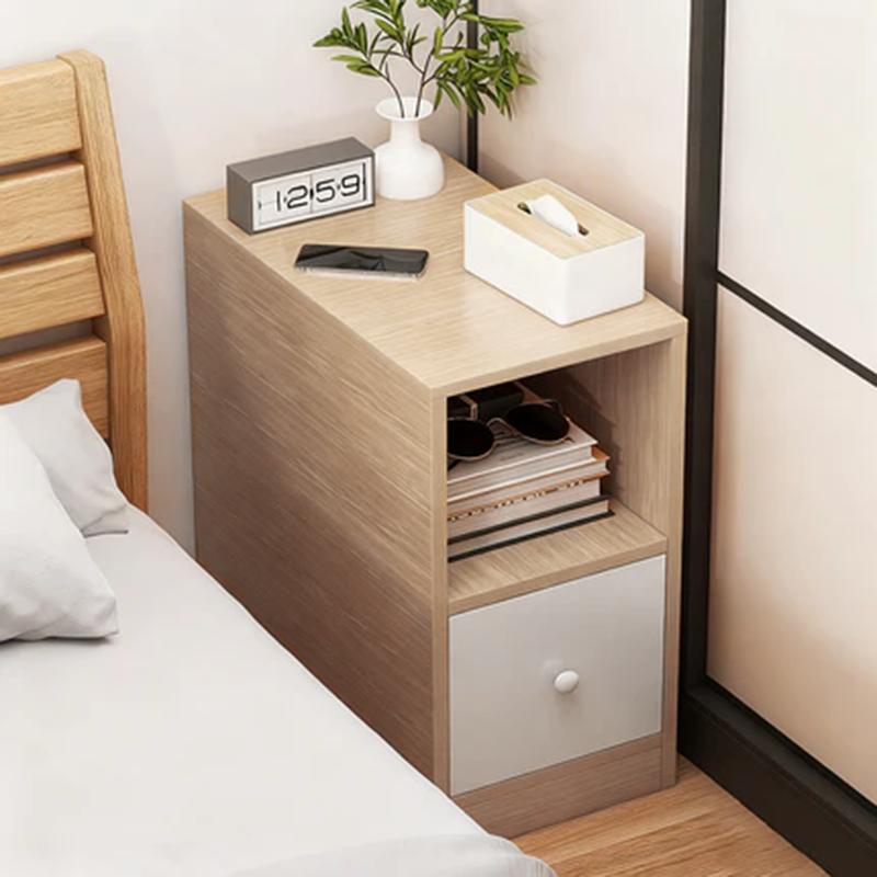 Nachtkastje Minimalistisch met Lade, Open Vak en Kast voor Slaapkamer ##POS:20##
