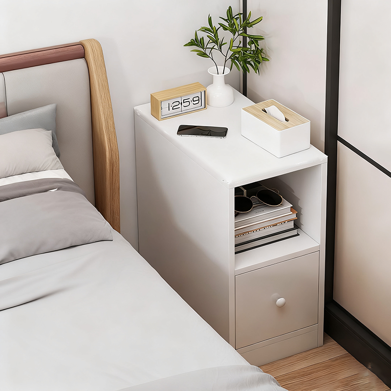 Nachtkastje Minimalistisch met Lade, Open Vak en Kast voor Slaapkamer