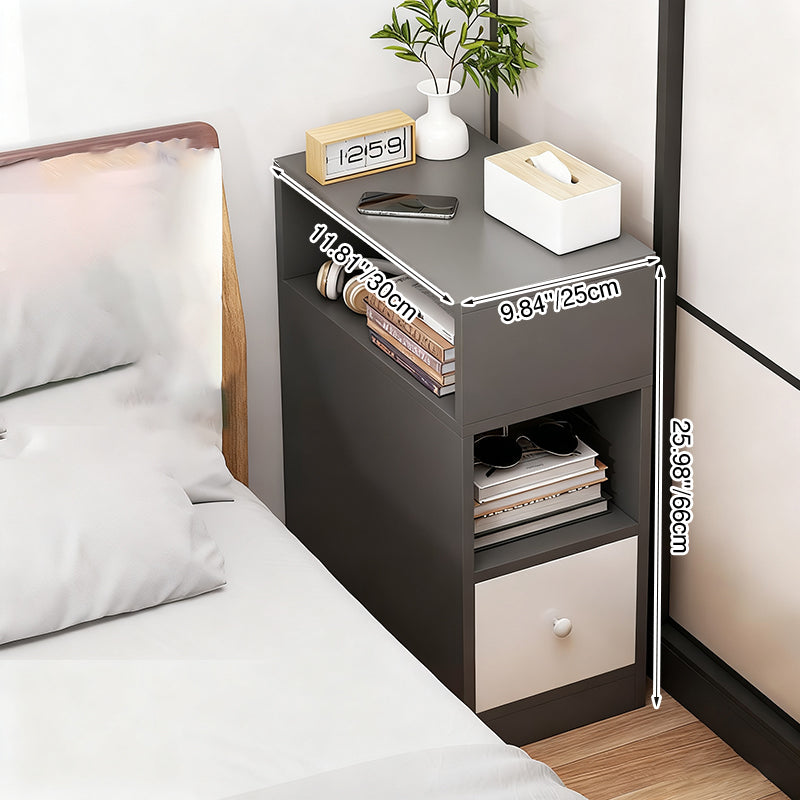 Nachtkastje Minimalistisch met Lade, Open Vak en Kast voor Slaapkamer