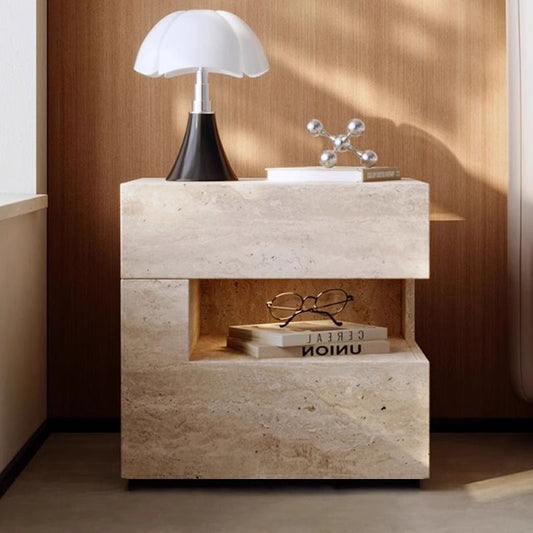 Nachtkastje Slaapkamer Minimalistisch met Lade, Open Nis en Ingebouwd Licht