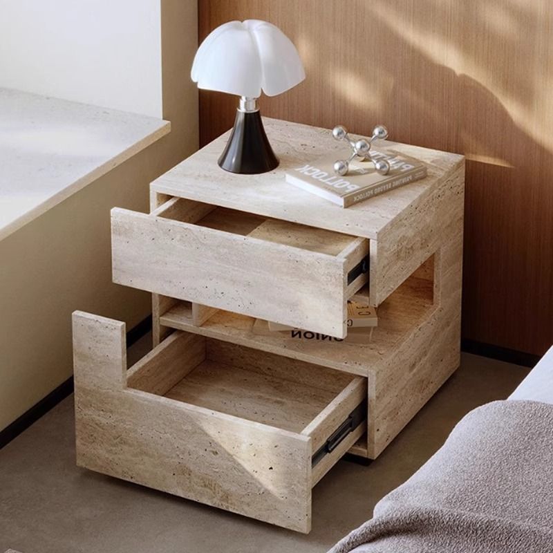 Nachtkastje Slaapkamer Minimalistisch met Lade, Open Nis en Ingebouwd Licht