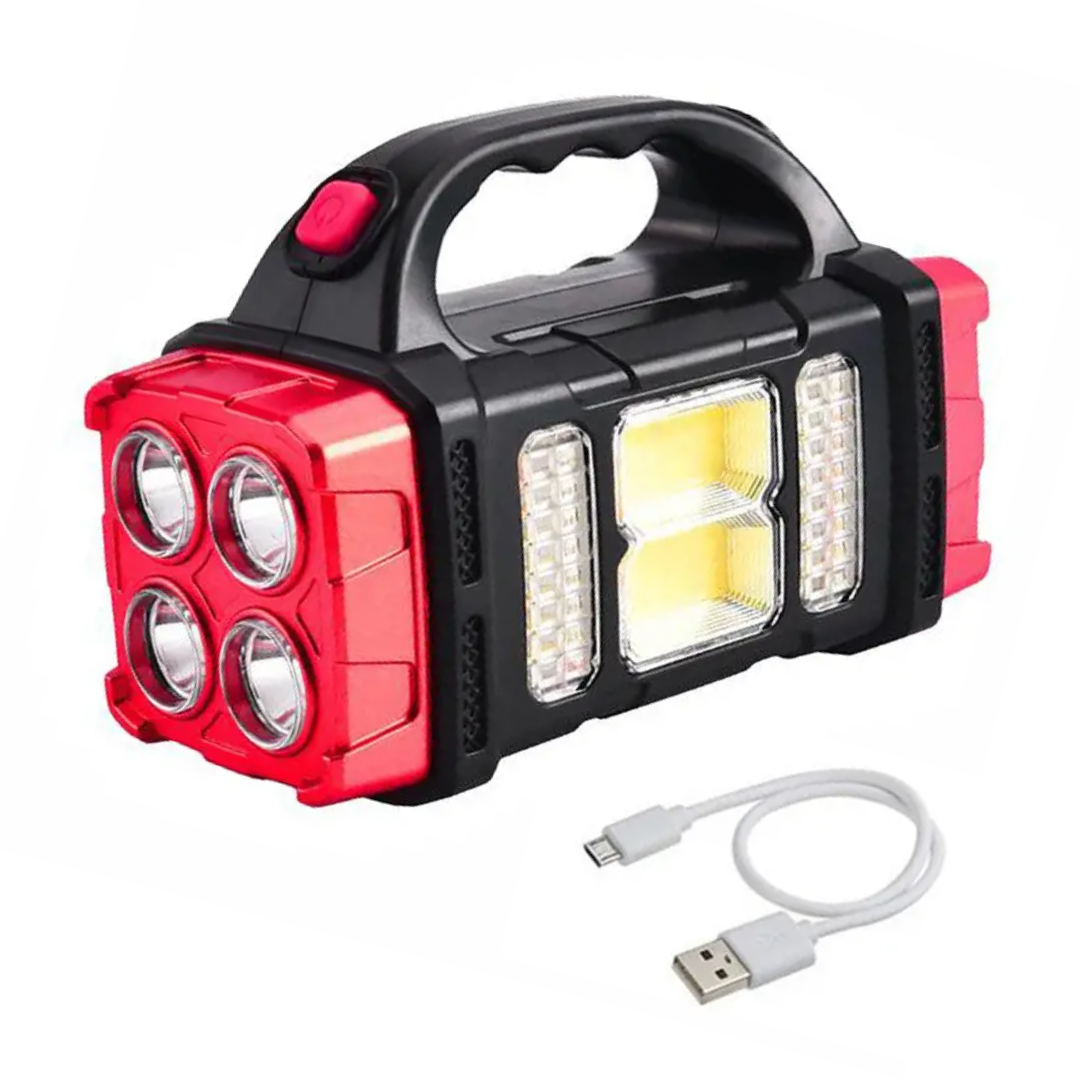 Nood Zaklamp met Powerbank en Zonnepaneel - LED 4-in-1 Campinglamp