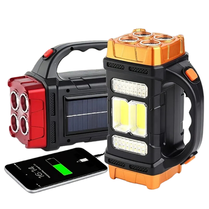 Nood Zaklamp met Powerbank en Zonnepaneel - LED 4-in-1 Campinglamp