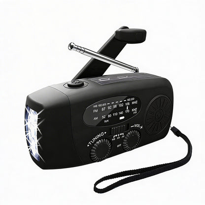 Noodradio met Handslinger en Zonnepaneel - FM/AM Radio, Zaklamp en Powerbank