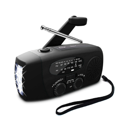 Noodradio met Handslinger en Zonnepaneel - FM/AM Radio, Zaklamp en Powerbank