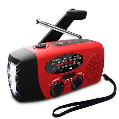 Noodradio met Handslinger en Zonnepaneel - FM/AM Radio, Zaklamp en Powerbank