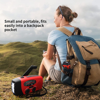 Noodradio met Handslinger en Zonnepaneel - FM/AM Radio, Zaklamp en Powerbank