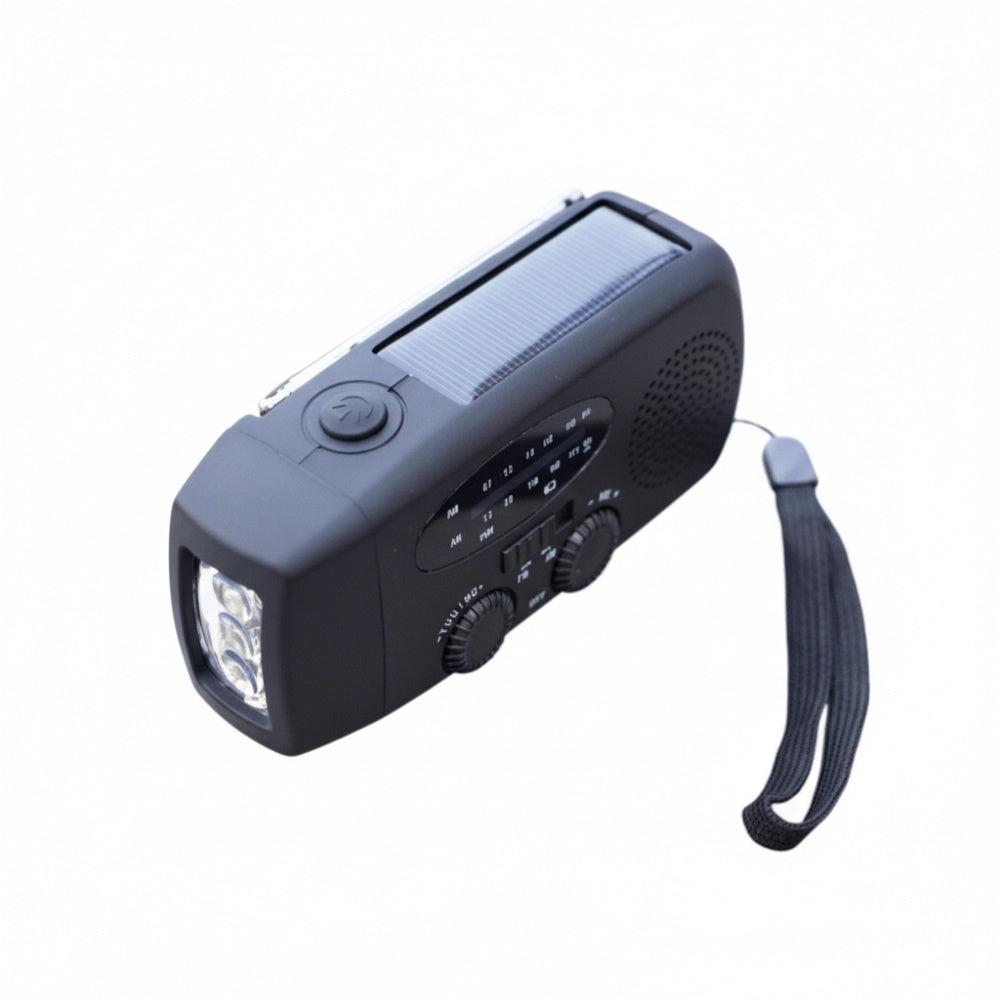 Noodradio Solar met Handslinger en LED Zaklamp Powerbank
