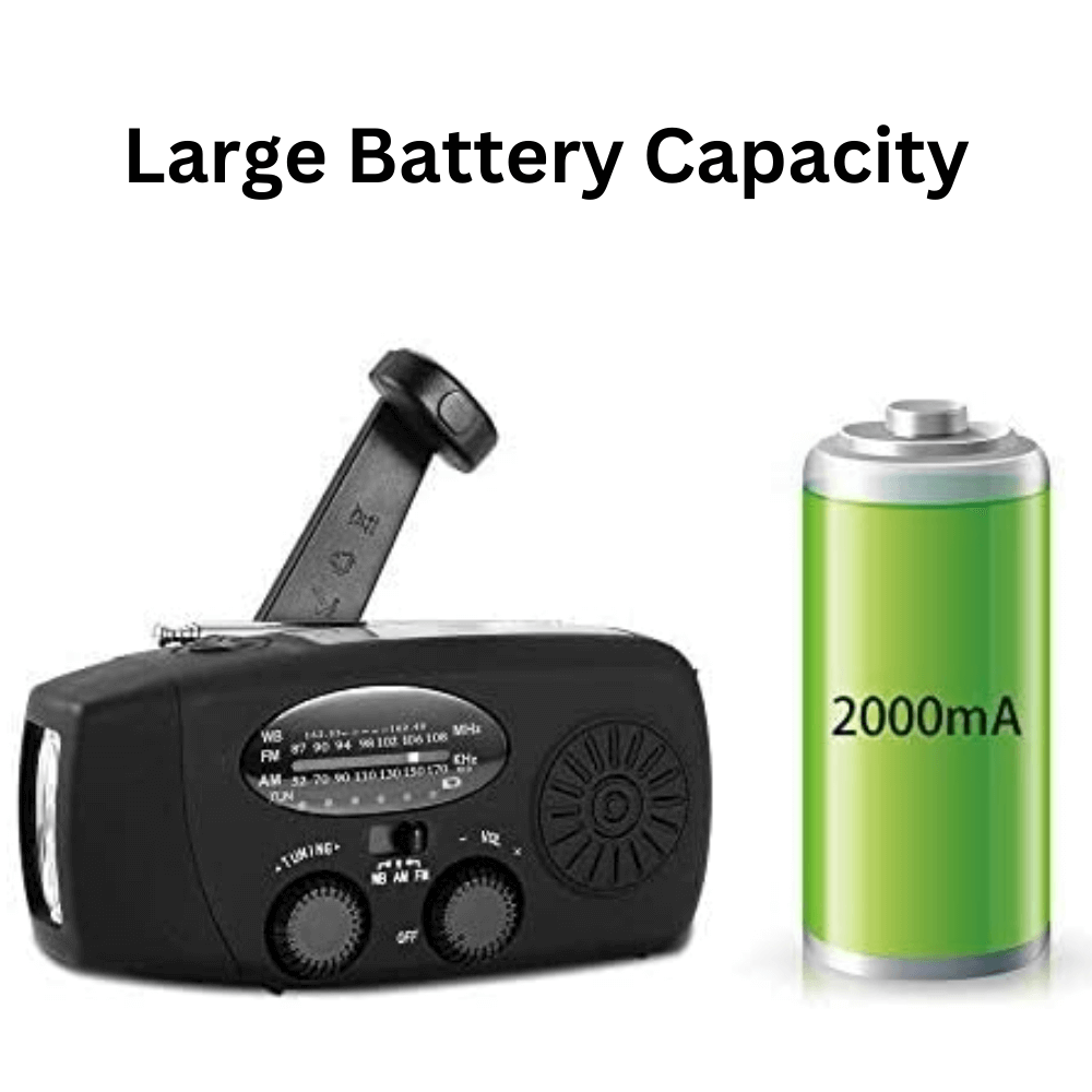 Noodradio Solar met Handslinger en LED Zaklamp Powerbank