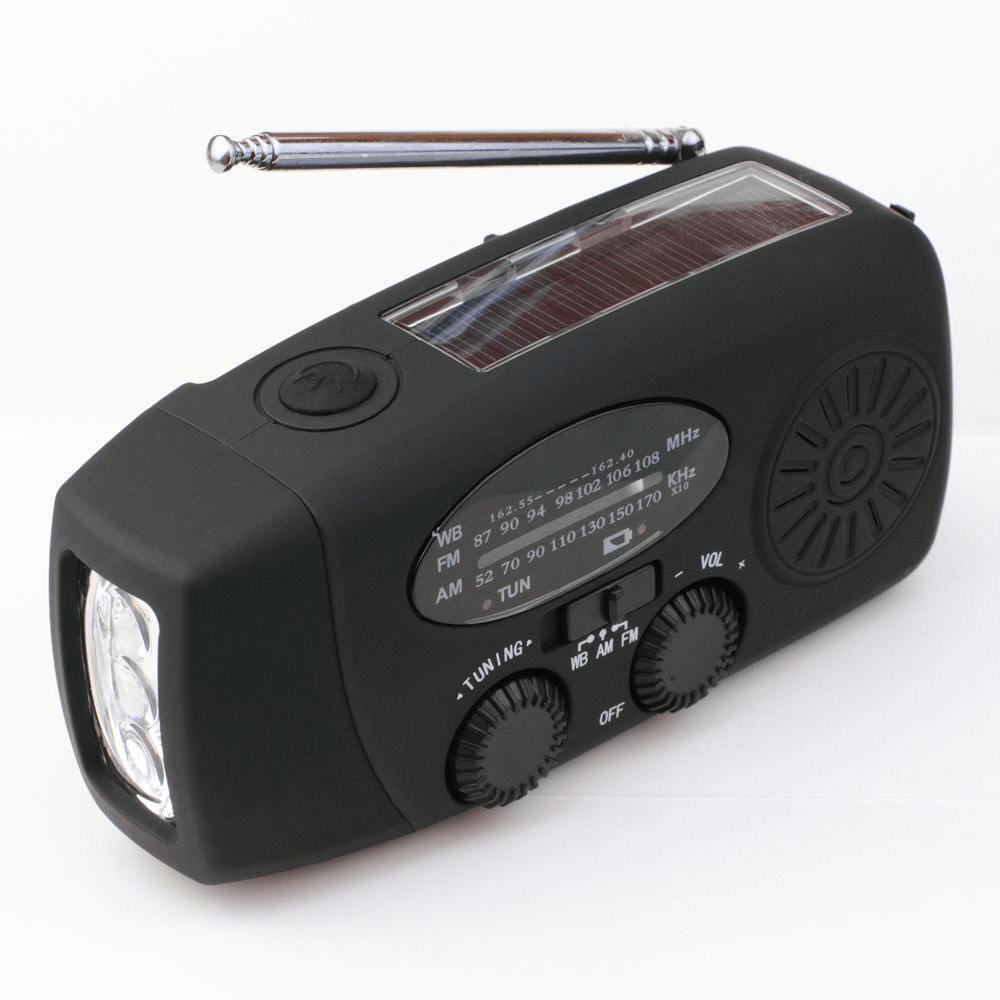 Noodradio Solar met Handslinger en LED Zaklamp Powerbank
