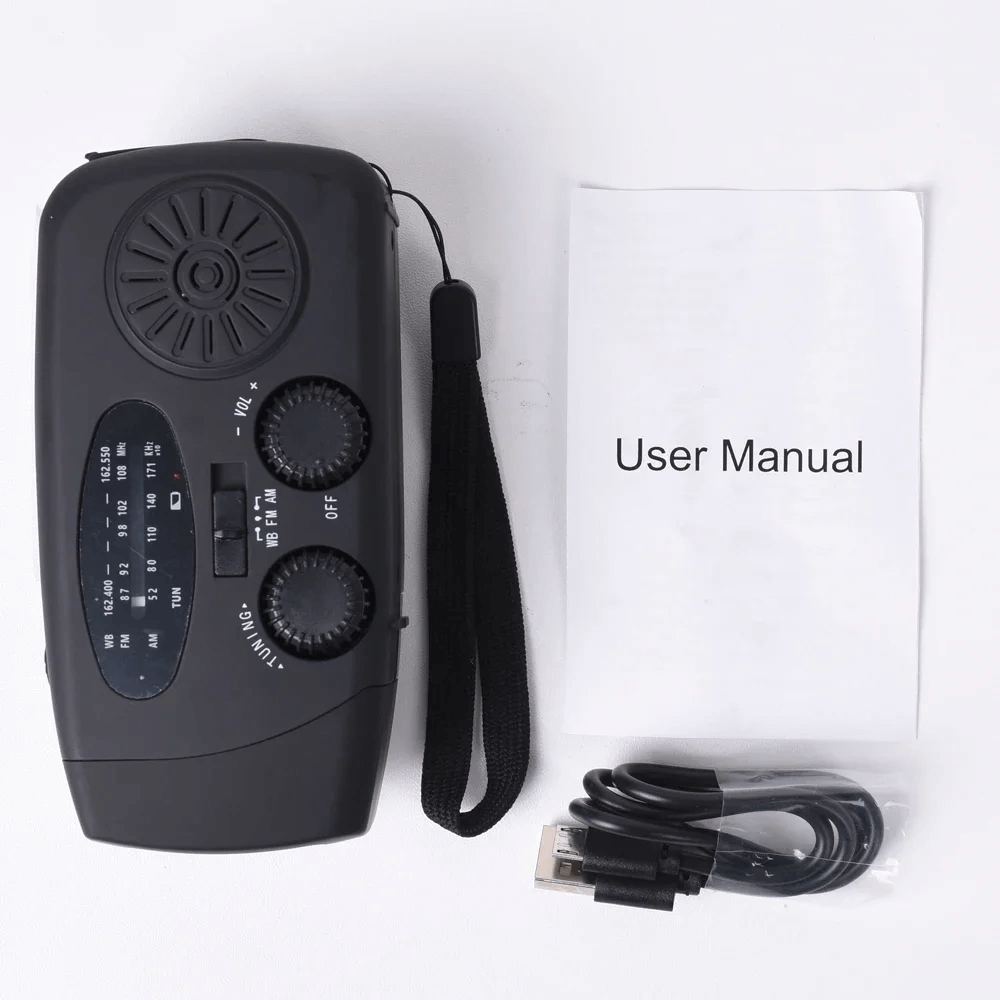 Noodradio Solar met Handslinger en LED Zaklamp Powerbank
