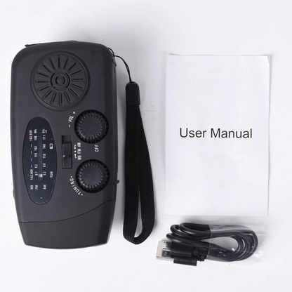 Noodradio Solar met Handslinger en LED Zaklamp Powerbank