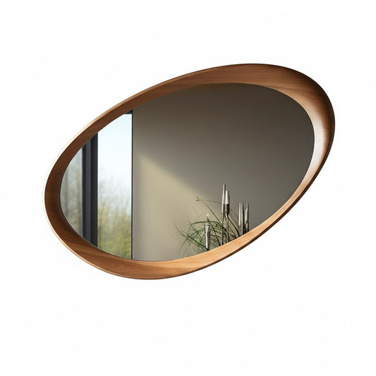 Ovale Wandspiegel Vintage met Houten Lijst 90 × 60 cm