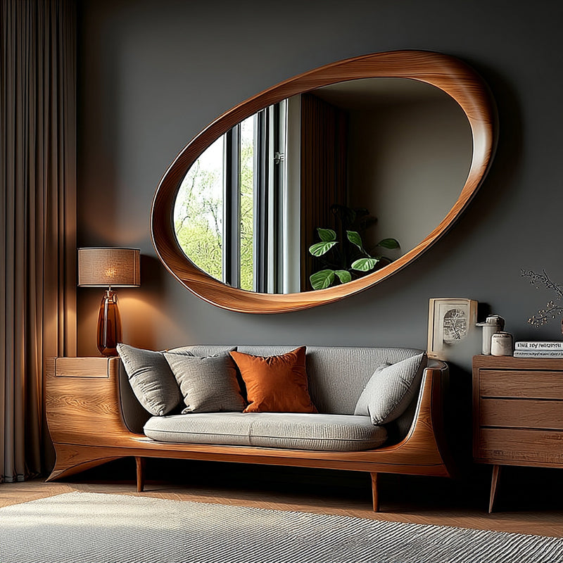 Ovale Wandspiegel Vintage met Houten Lijst 90 × 60 cm