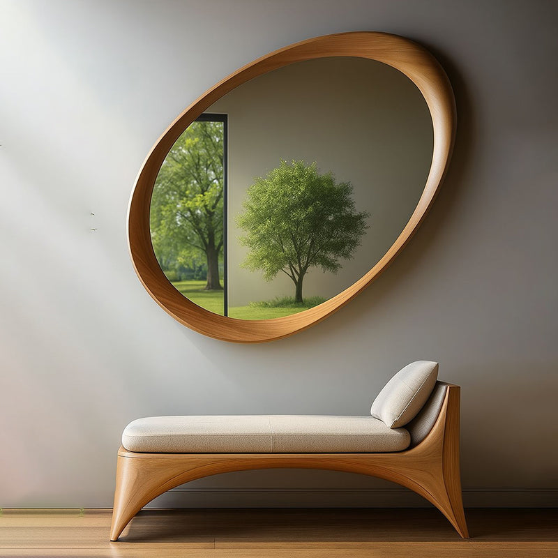 Ovale Wandspiegel Vintage met Houten Lijst 90 × 60 cm