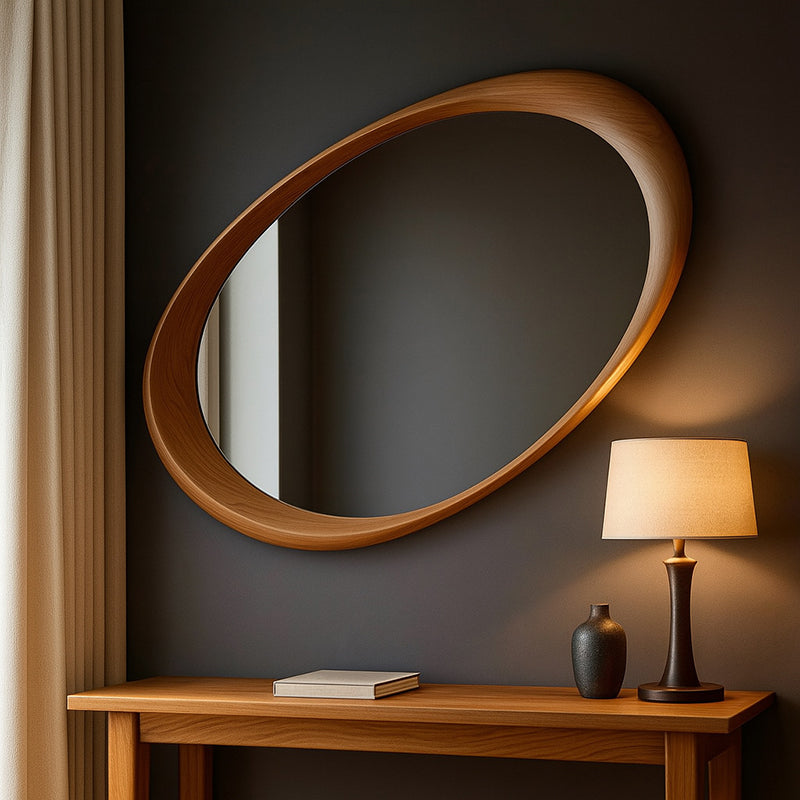 Ovale Wandspiegel Vintage met Houten Lijst 90 × 60 cm