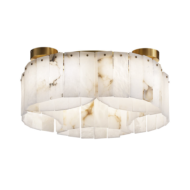 Plafondlamp Art Deco met Alabasten Kap en Messing Afwerking