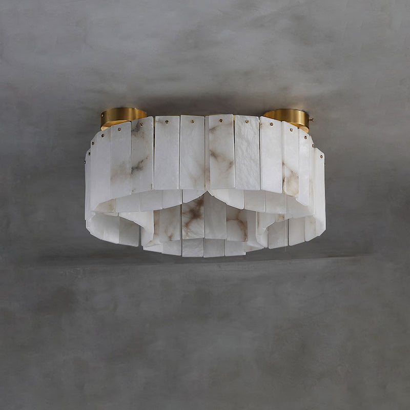Plafondlamp Art Deco met Alabasten Kap en Messing Afwerking
