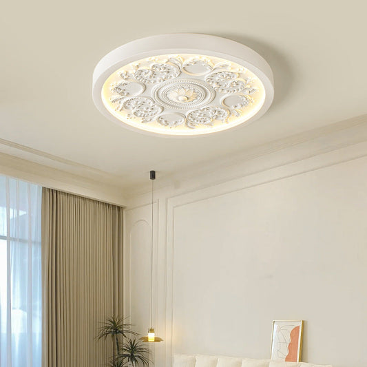 Plafondlamp Art Deco met Bloemenreliëf en Dimbare LED