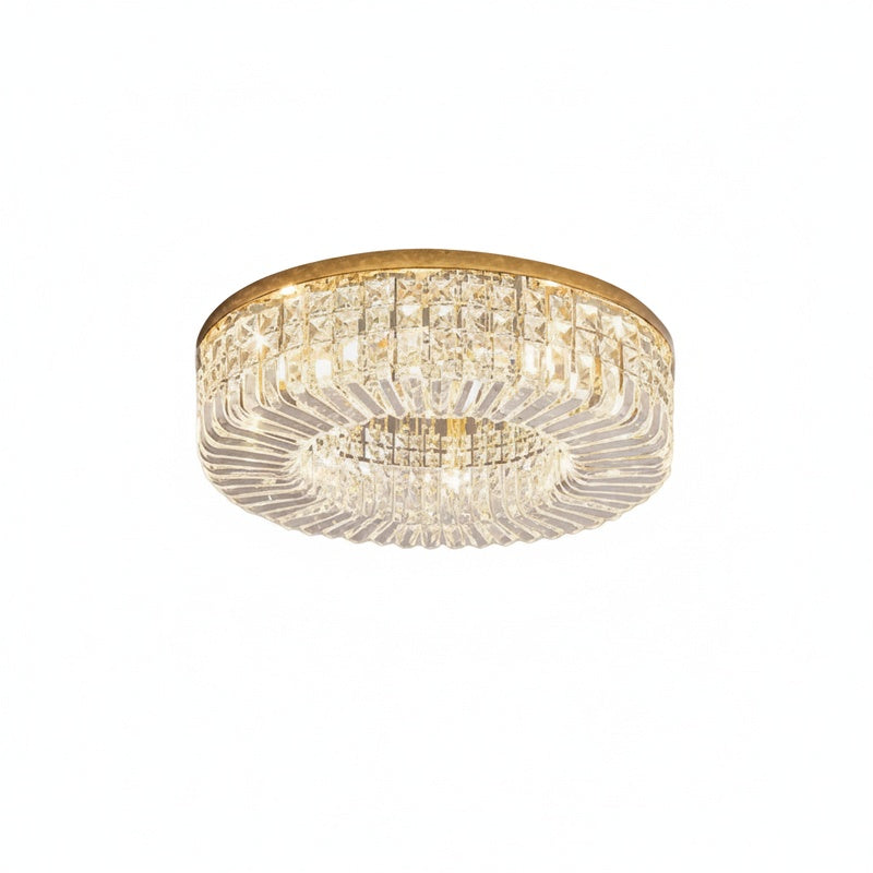 Plafondlamp Art Deco met Kristallen Kap en Ronde Vorm