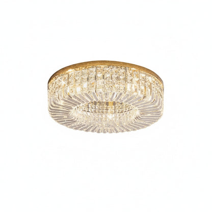 Plafondlamp Art Deco met Kristallen Kap en Ronde Vorm