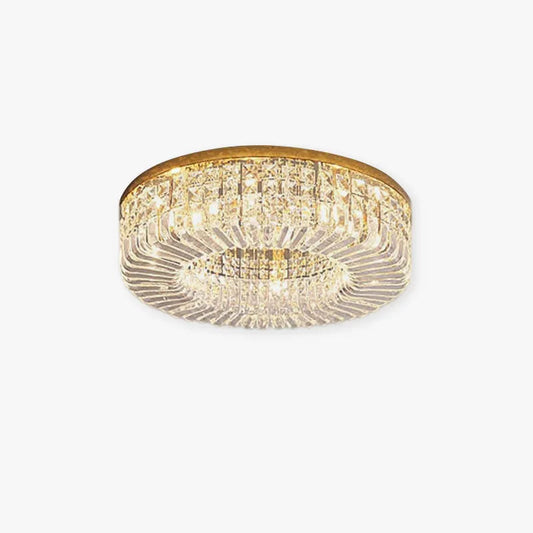 Plafondlamp Art Deco met Kristallen Kap en Ronde Vorm