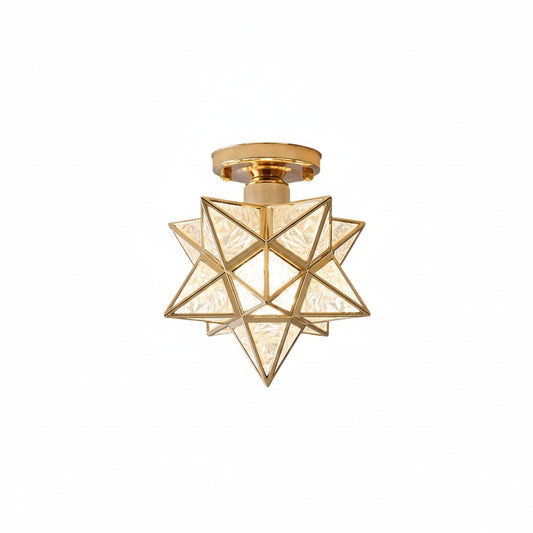 Plafondlamp Art Deco met Stervorm en Glaswerk voor Hal en Slaapkamer