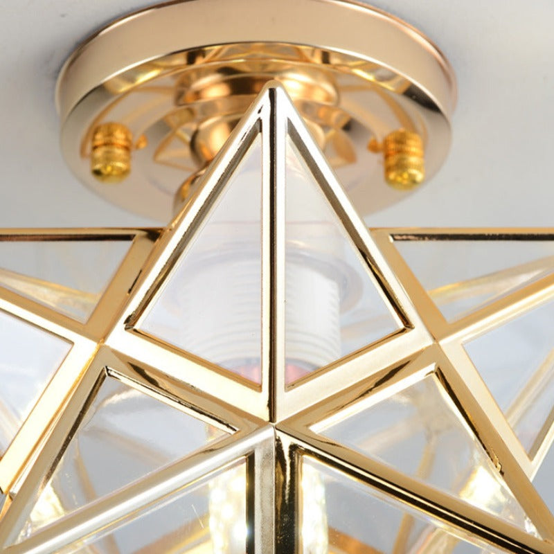 Plafondlamp Art Deco met Stervorm en Glaswerk voor Hal en Slaapkamer