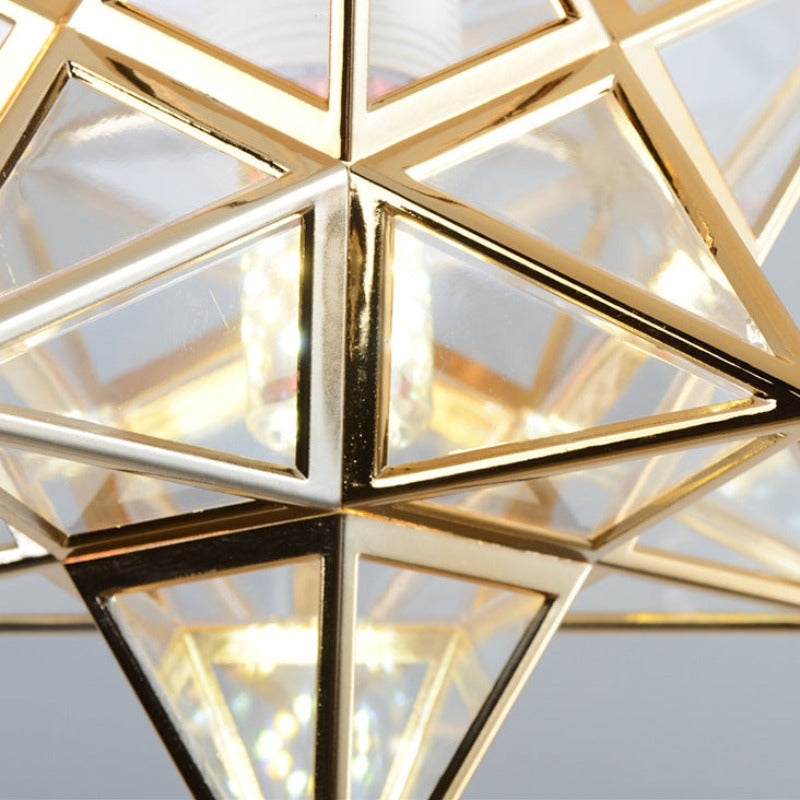 Plafondlamp Art Deco met Stervorm en Glaswerk voor Hal en Slaapkamer