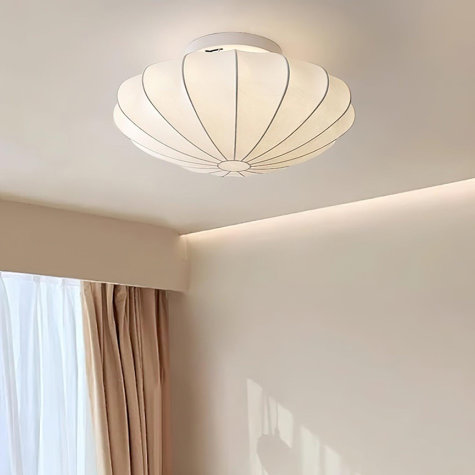 Plafondlamp Bohemian met Bloemvormige Stalen Draadkap en Stoffen Bekleding