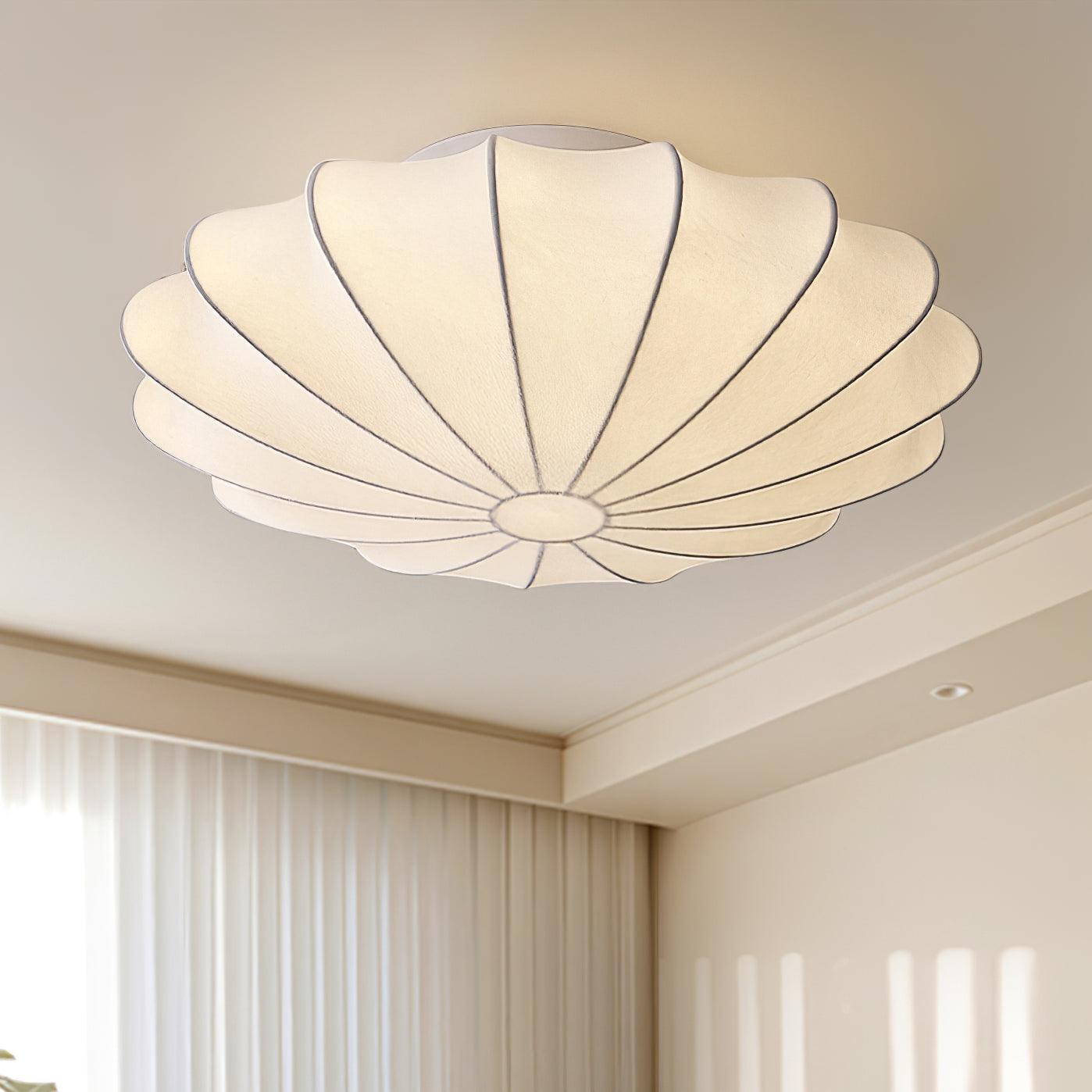 Plafondlamp Bohemian met Bloemvormige Stalen Draadkap en Stoffen Bekleding