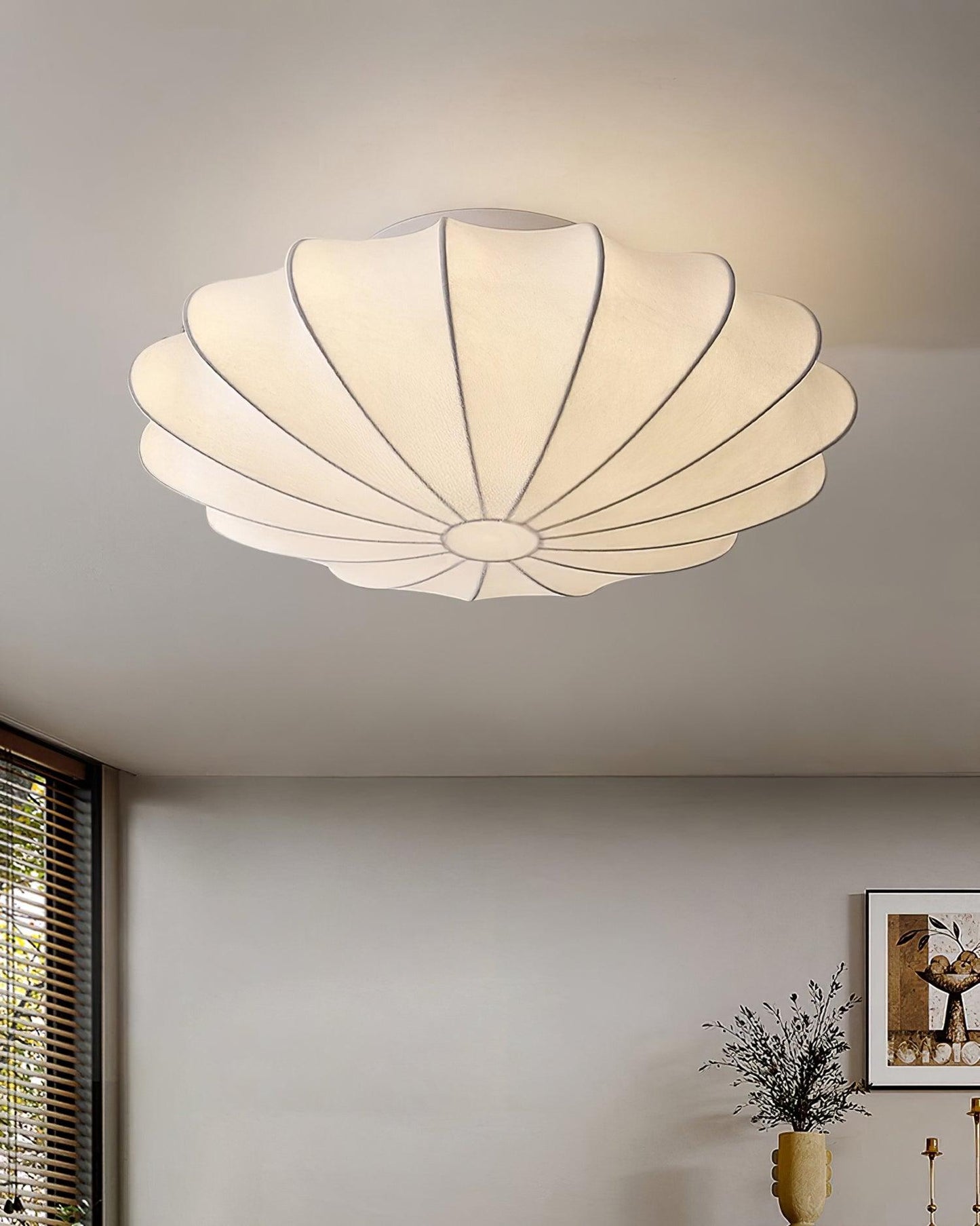 Plafondlamp Bohemian met Bloemvormige Stalen Draadkap en Stoffen Bekleding
