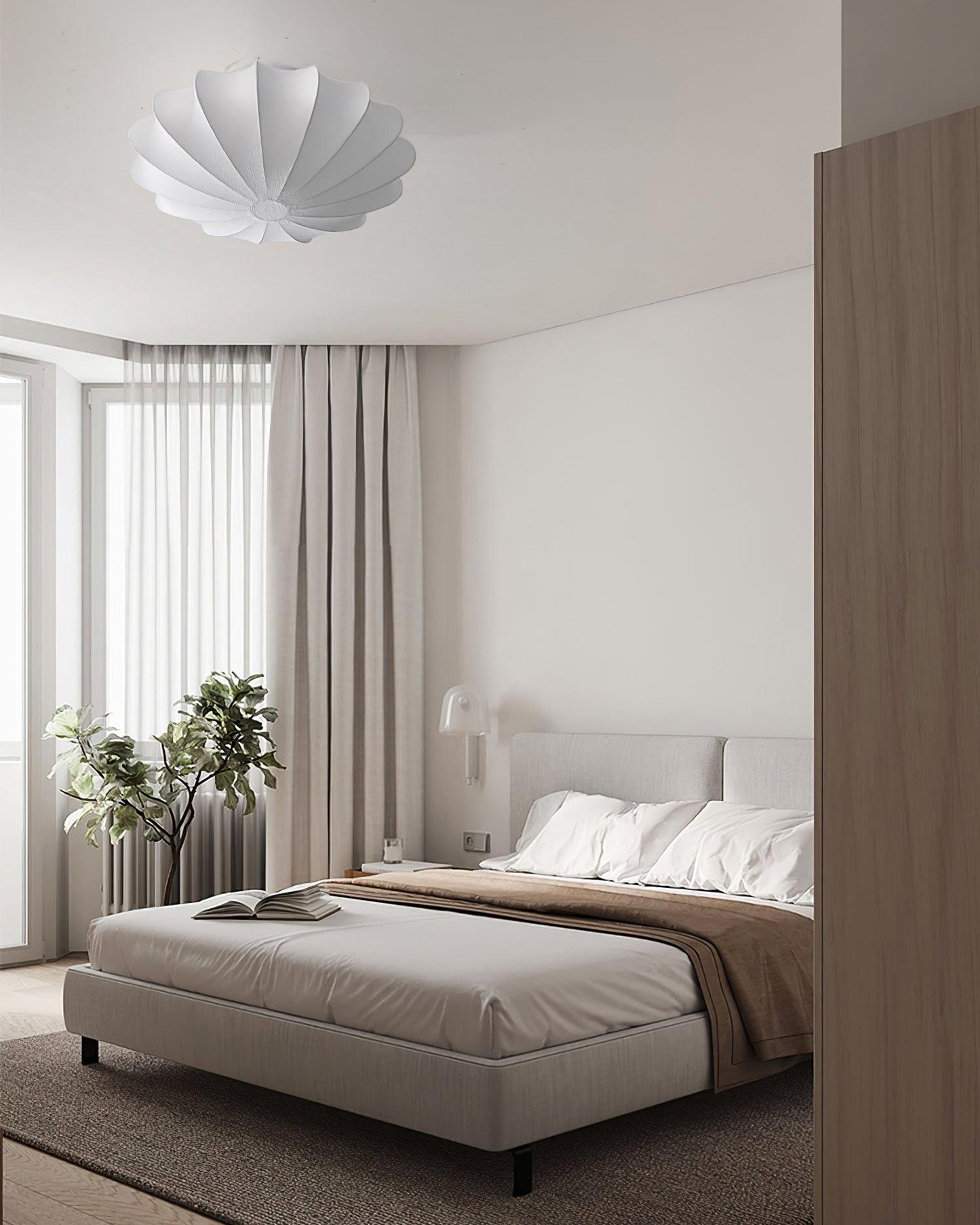Plafondlamp Bohemian met Bloemvormige Stalen Draadkap en Stoffen Bekleding