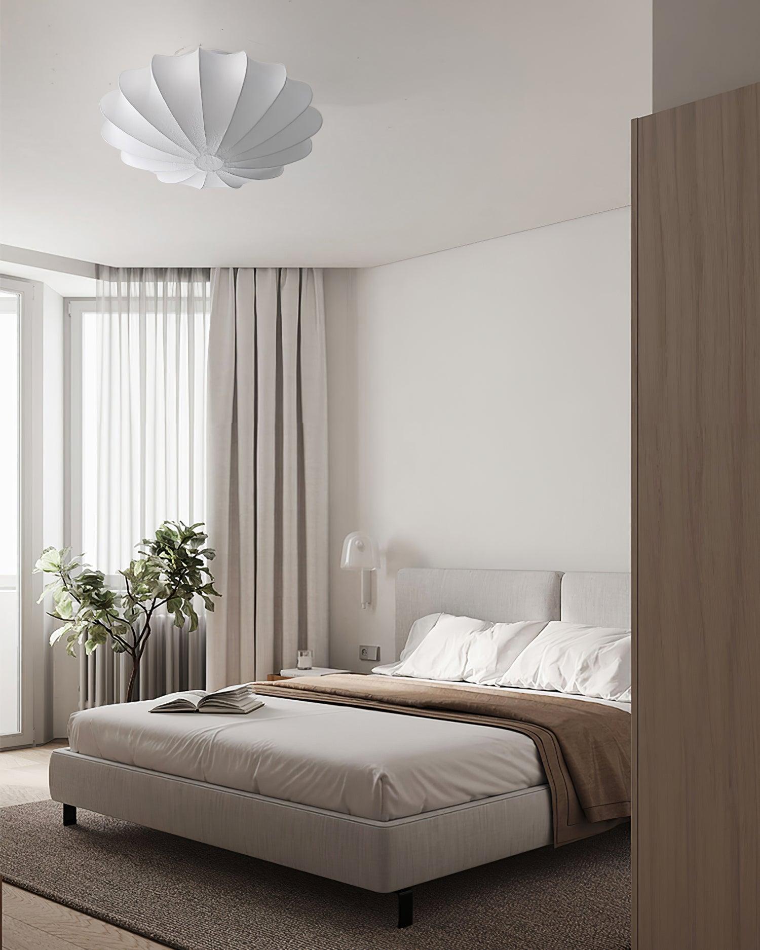 Plafondlamp Bohemian met Bloemvormige Stalen Draadkap en Stoffen Bekleding