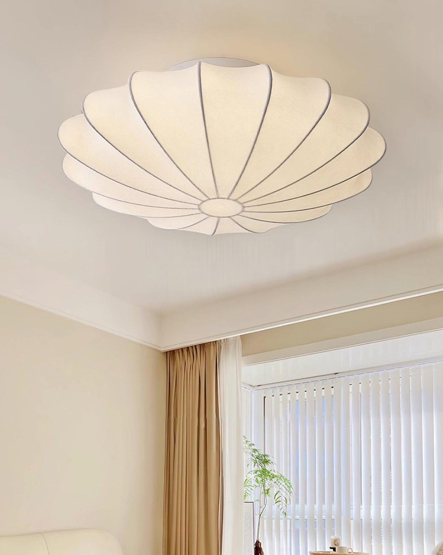 Plafondlamp Bohemian met Bloemvormige Stalen Draadkap en Stoffen Bekleding