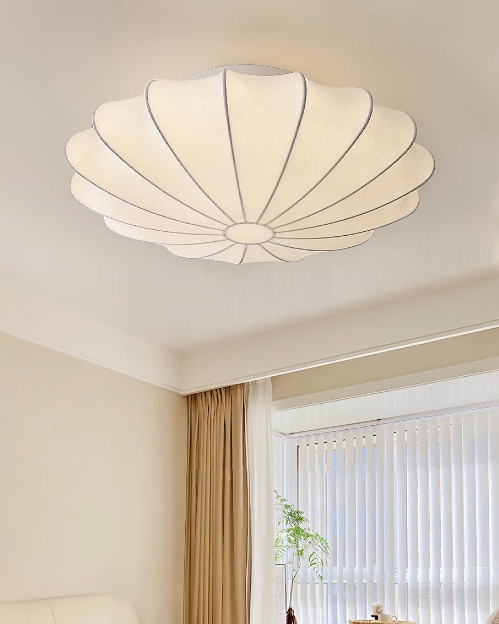 Plafondlamp Bohemian met Bloemvormige Stalen Draadkap en Stoffen Bekleding
