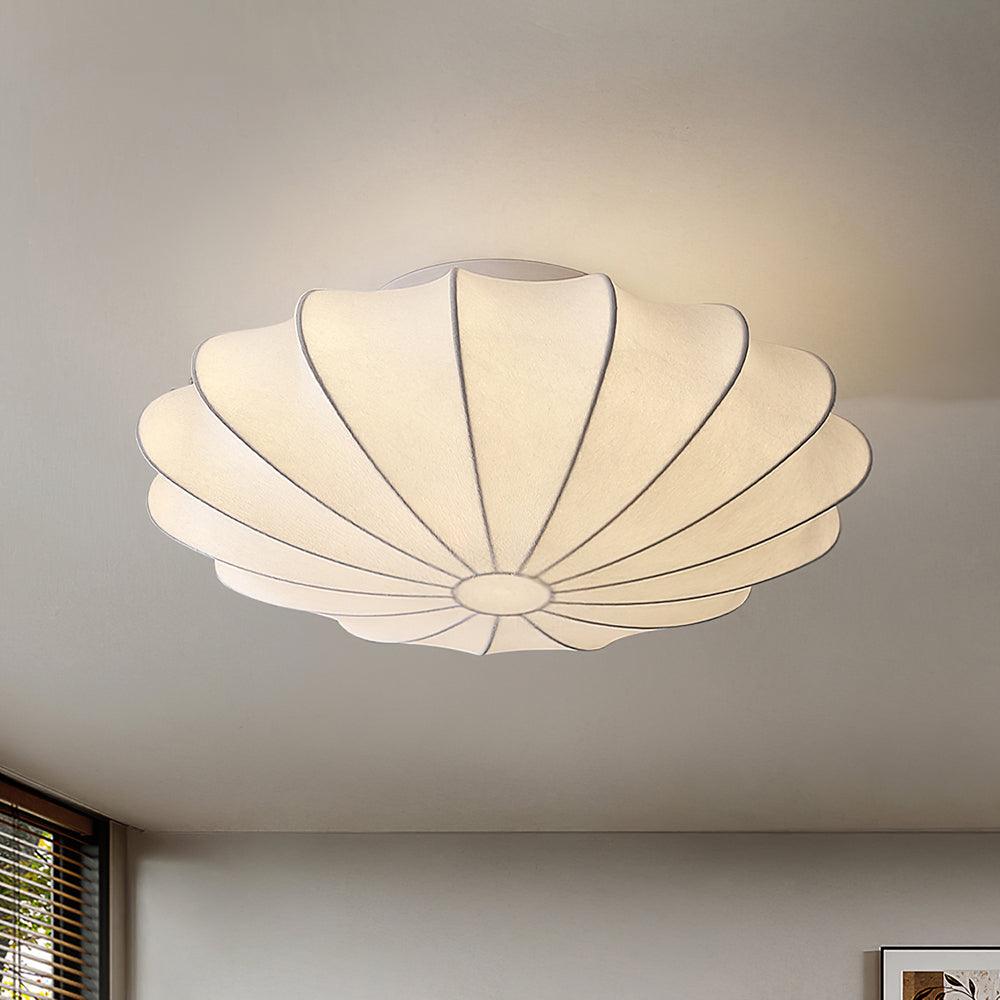 Plafondlamp Bohemian met Bloemvormige Stalen Draadkap en Stoffen Bekleding